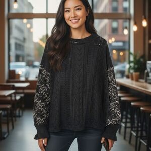 Elegant Black and Cream Women's Sweater